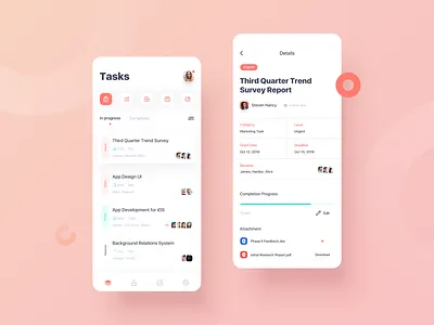 Task system app green icon mobile office pdf red system task tool ui white word work