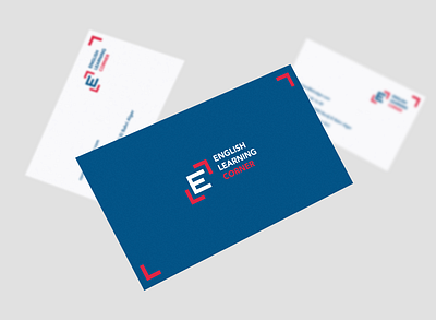 ELC Bus Card blue business card card center centered corner english learning mockup visit card