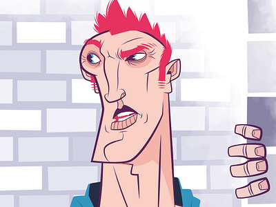 Searching blueyes bricks characterdesign flatcolors grey illustrator mrbob red redhead searching vector