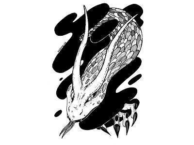 Dragon, Inktober 2019, day 12 black and white creature design dip pen dragon drawing challenge drawing ink hand drawing illustration ink inktober inktober 2019 serpent