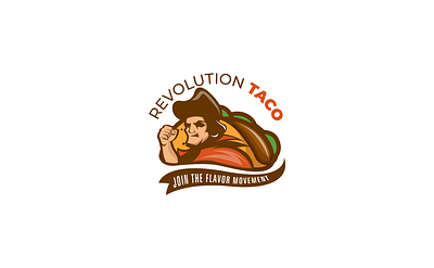 REVOLUTION TACO branding design flat food food logo icon illustration illustrator logo logo design minimal taco vector