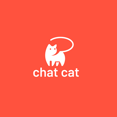 chat cat animal cat chat clever creative design logo minimal pet simple