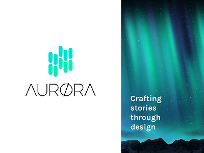 AURØRA design logo agency aurora aurora borealis brand brand identity branding creative design design agency flat graphic design green identity illustrator logo logo design logotype mark minimal vector