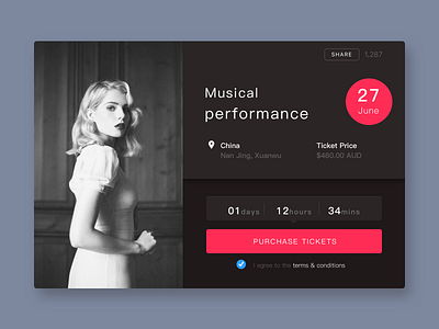 Musical ticket purchase statement page design icon illustration ui vector web design website website design 结算页 网页 网页设计 设计