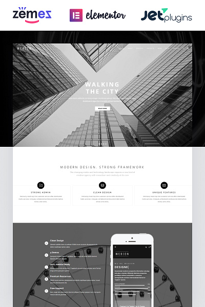 Webion - Minimal Elementor Multipurpose WordPress Theme business creative digital elementor ideas minimal presentation design template web agency webdesign website wordpress theme wp