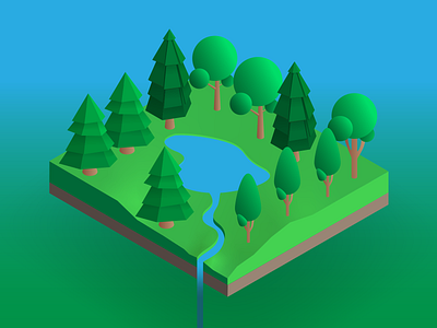 IsometricTrees Island adobe illustrator cc illustration illustrator isometric isometric art isometric illustration vector vectortwist