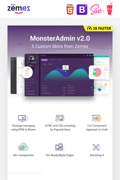 MonsterAdmin Bundle Dashboard Admin Template admin dashboard template admin panel bootstrap creative dashboad freelance html5 responsive studio webdesign webmaster