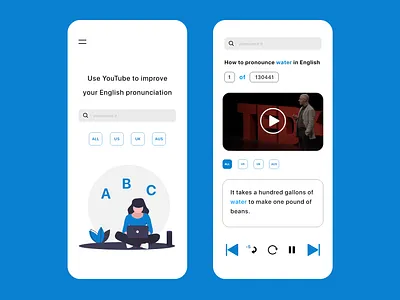 English pronunciation app adobe xd app design figma mobile modern purple sketch ui ux