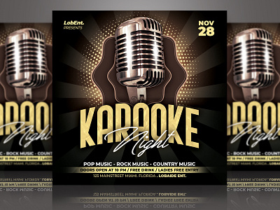 KaraokeFlyer Template advertising black and gold event event flyer flyer flyer design flyer template karaoke karaoke flyer karaoke night party event party flyer template design
