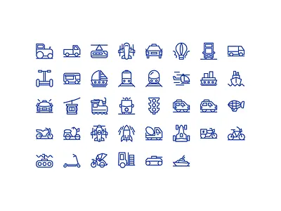 Transportation Outline Icon Set app car design icon icons iconset motorcycle motorcycles sport transportation transportationdesign ui ux vehicle