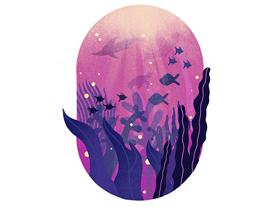 Underwater world! blue drawing dribbble fish illustration illustrator instagram ipad ocean pencil pink portfolio procreate rebound recreate sea shading shark underwater