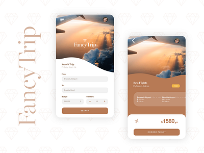 Fancy Trip app brown clean design typography ui ux
