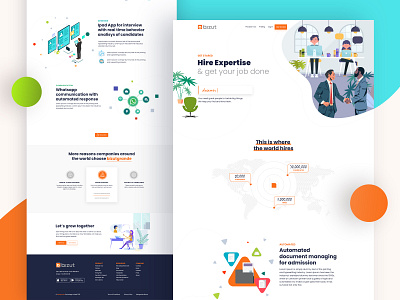Hire Expert landing page design agency agency landing page business client cv hire hire expert illustration job vacancy jobs landing page landing page ui minimal product landing page typography ui ui design ux webdesign website