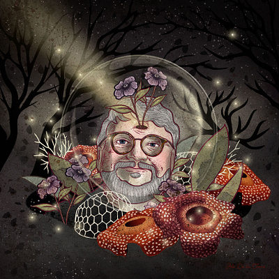 Guillermo del Toro ale de la torre art artwork digital digitalart drawing fanart fantasyart guillermodeltoro illustration illustration art mixed media nature stars