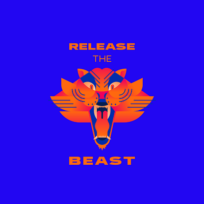 RELEASE THE BEAST / NOVOVISSION badge blue cartoon color design fitness gradient graphic illustration logo tigers vector vectors