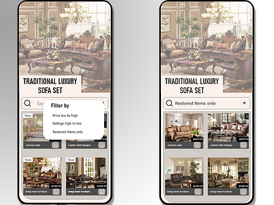 Traditional Luxury sofa set. app design illustration ui ux app design ui