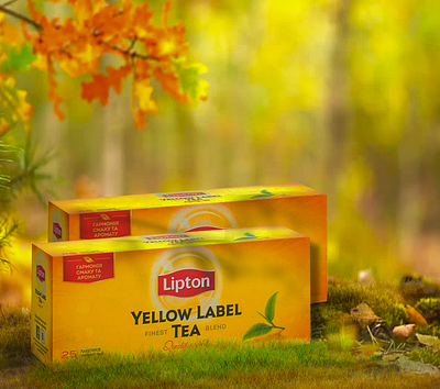 lipton haze 2019 ad advertisement autumn autumn forest forest lipton october september tea tea bag tea cup tea logo yellow yellow leaves yellow logo yellows