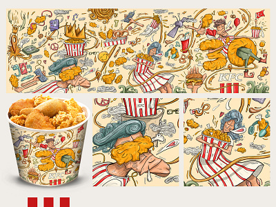 KFC Turkey 30th Year Bucket Design Competition art bucket character design draw food illustration kfc kfcturkiye paint people sketch