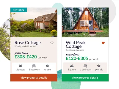 Property Card Details book cabin cards clean cottage details interface listing outdoors products property property search ui