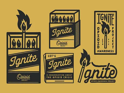 Ignite - Brand Lock Up badge badge design branding branding design design illustration logo matchbox matches typography
