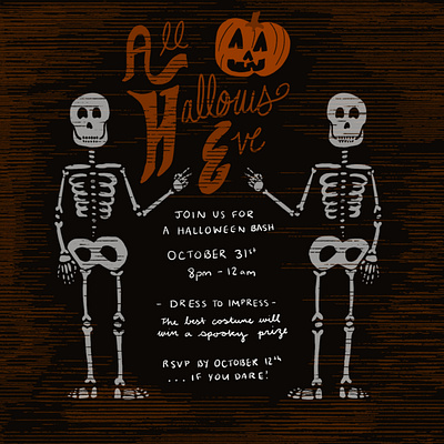 All Hallows Eve Invite drawing halloween illustration lettering procreate