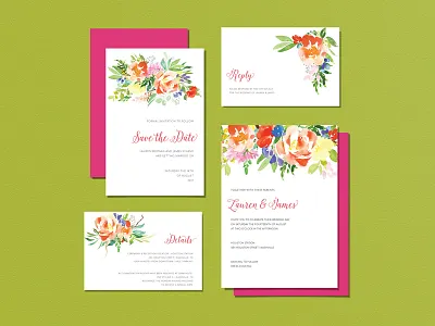 Wedding Invitiations - Watercolor Floral floral invitation invitation design invitation set invitations invites watercolor wedding wedding invitation wedding invite weddings
