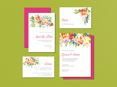 Wedding Invitiations - Watercolor Floral floral invitation invitation design invitation set invitations invites watercolor wedding wedding invitation wedding invite weddings