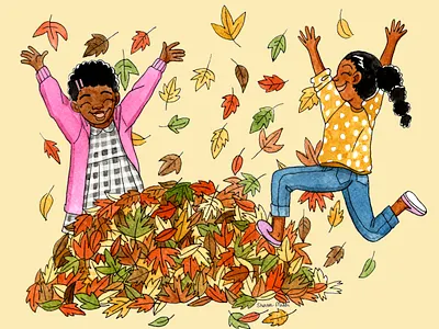 Fall Mood illustration kids watercolor