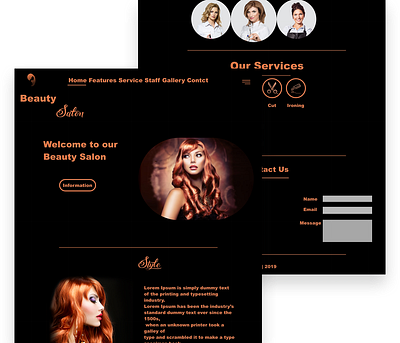 Hair Salon design landing page ui ux web