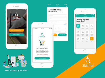 Skillfied design icons design illustration login screen typography ui ux vector