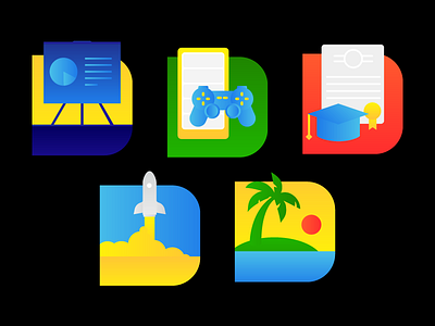 Icon Set! coconut tree degree education gadgets gaming icon icons launch lifestyle rocket science space sun technology vacation