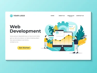 Data Analysis Landing Page analysis data flat flat design flat illustration illustration landing page ui vector web