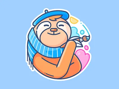 Pablo Picasloth animal artist avatar design draw drawing icon illustration illustrator pablo paint pic picture profile series set sloth sticker vector web