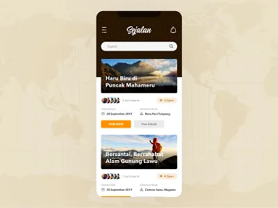 Sejalan adventure app app design app ui design friends group hiking join mobile mobile ui mountain sharing tent ui ui design ux ux design