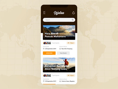 Sejalan adventure app app design app ui design friends group hiking join mobile mobile ui mountain sharing tent ui ui design ux ux design