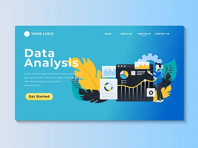 Data analysis Landing Page analysis data flat illustration landing page ui vector web webdesign