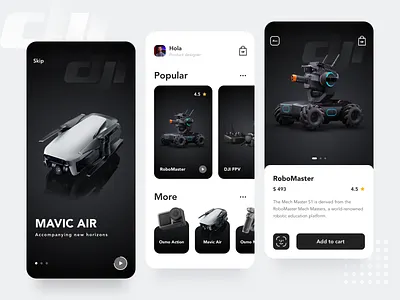 DJI display UI app design flat typography ui ux 设计