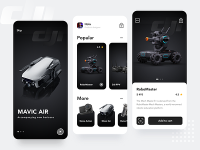 DJI display UI app design flat typography ui ux 设计