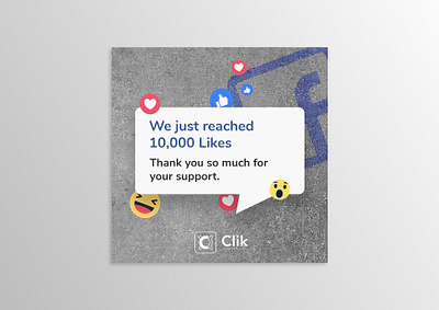 10000 Likes - Clik branding design illustration like post poster reach social socialmedia typography vector