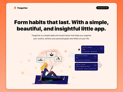 Tangerine - Habit and mood tracking app analytics app apple branding card habit habit tracker ios iphone modal mood simple stats ui ux