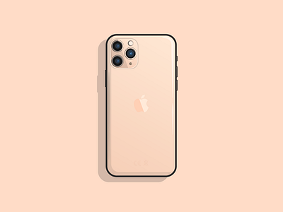 iPhone 11 Pro apple art bold outline camera design designer digital design flat illustration illustrative illustrator iphone minimal phone rose gold sticker ui ux vector