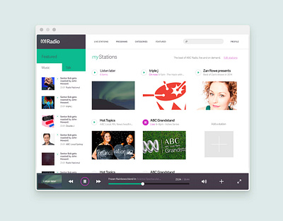 ABC Radio - Desktop Player Concept application audio brand custom icons music player ui