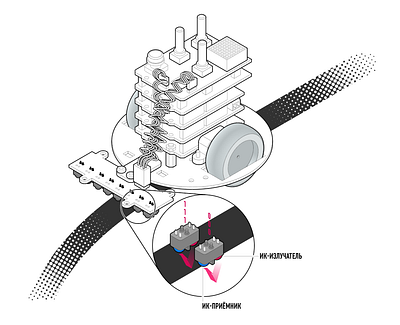 IR-sensors scheme design illustration isometric vector