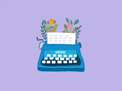Inktober Day 13 - Writing digital digital illustration flowers illustration inktober inktober19 inktober2019 ipad procreate typewriting writer writing