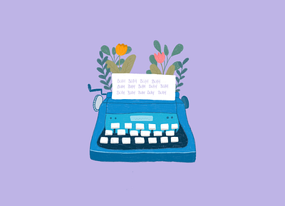 Inktober Day 13 - Writing digital digital illustration flowers illustration inktober inktober19 inktober2019 ipad procreate typewriting writer writing