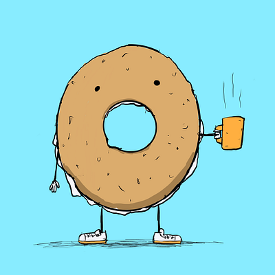 Bagel and Coffee art cartoon coffee color colorful design drawing fun funny illlustrator illustration illustration design ui ux