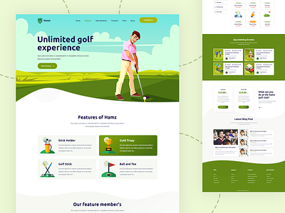 HAMZ – Download Free Golf, Sports PSD Template blog design branding design free free psd freebie freebies freelance golf golf ball golf club golfer psd design sport sports template design theme design typography