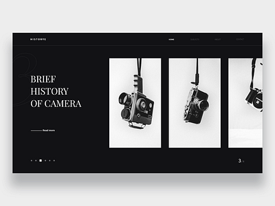 Product History Website - DailyUI 053 053 black camera dailyui history minimal typography web web design website