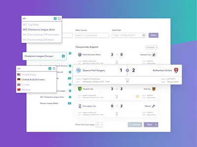 IPTV's Football Fixtures fixtures football iptv product design score tv web webdesign