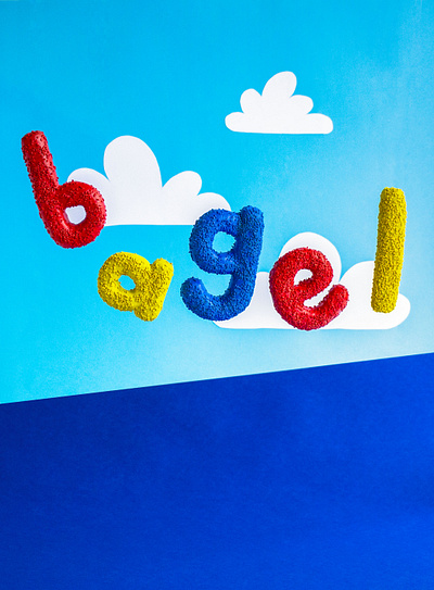 Bagel typography art bagel clay color design typo typography